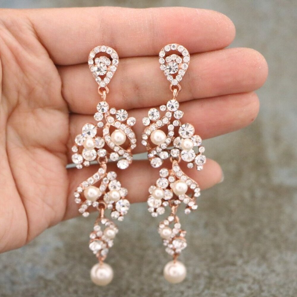 NEW Wedding Earrings Ivory Pearl Bridal Chandelier Drop
